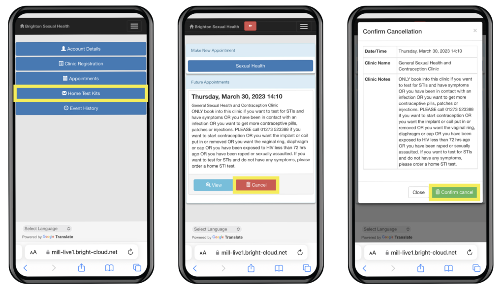 How to cancel your appointment Brighton Hove Sexual Health and