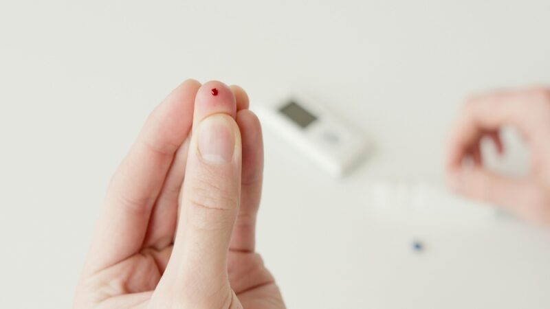 blood test finger-prick home squeeze