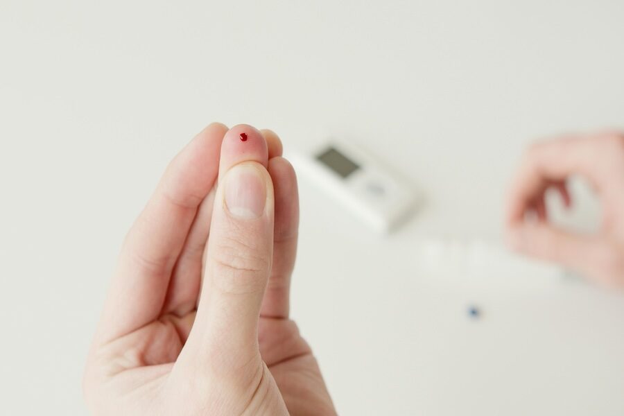 blood test finger-prick home squeeze