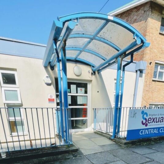 The entrance of SHAC Central in Morley street is under a blue archway