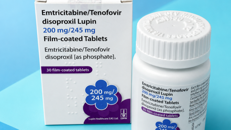 Box and bottle of emtricitabine and tenofovir disoproxil tablets used for HIV Pre exposure prophylaxis